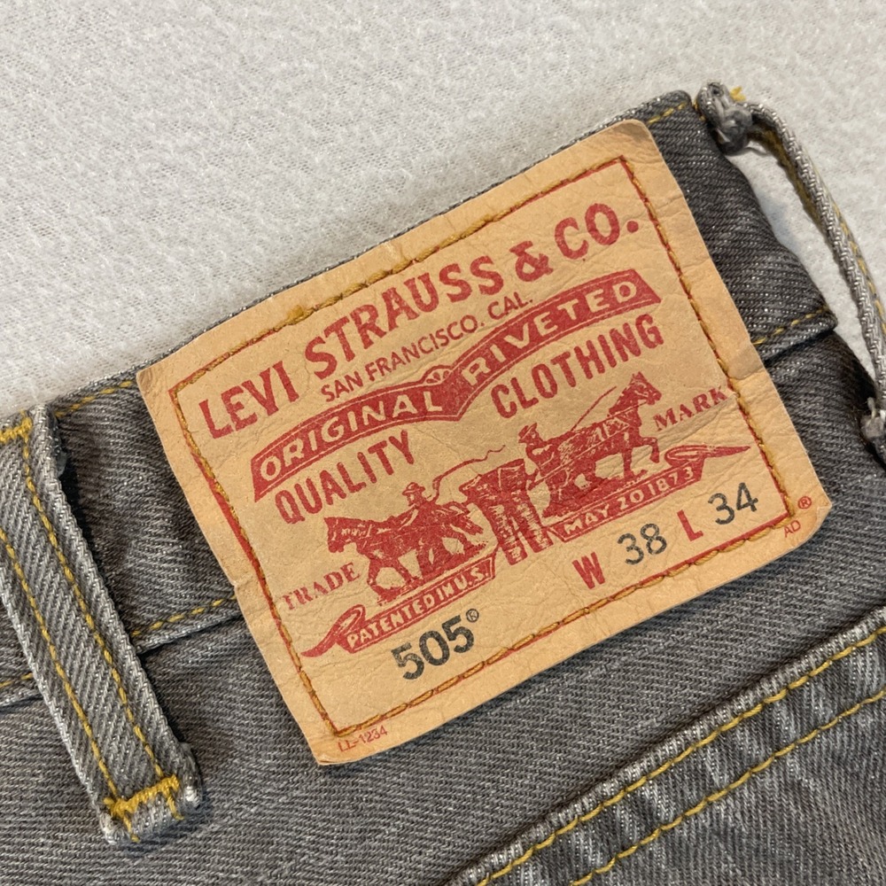 Levi's 505 Mens Denim Jeans GRAY 38x34 Regular Fit EXCELLENT & Fast Shipping - Picture 6 of 6